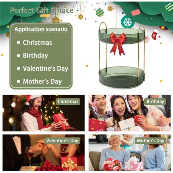 Rotating Makeup Organizer for Vanity 2 Tier,High-Capacity Skincare Clear Make Up - Picture 6 of 6